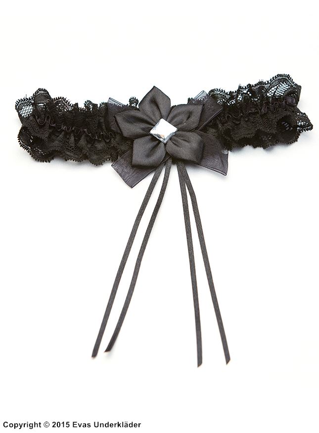 Garter with bling bow and ribbons